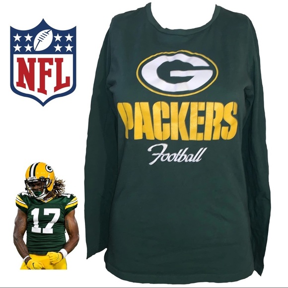 NFL Tops - ✪ NFL Green Bay Long Sleeve Dark Green & Yellow Size Medium